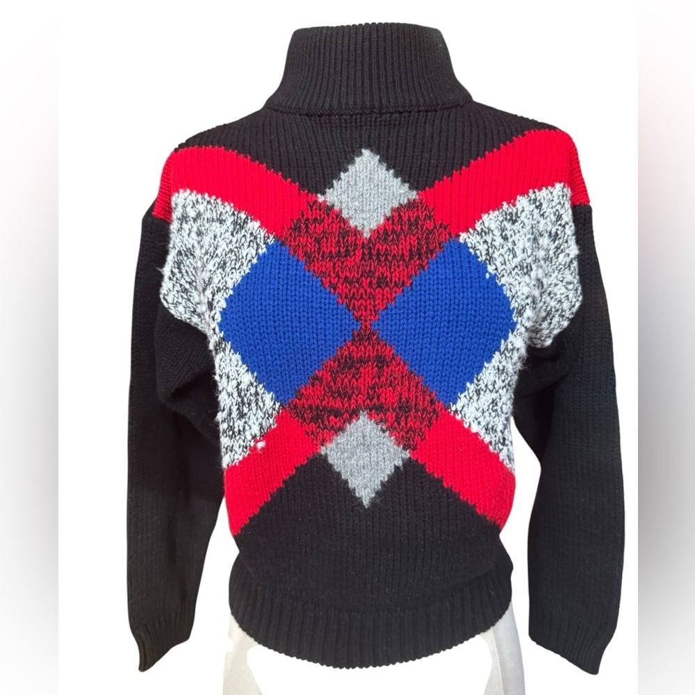 1980s Spice of Life 100% Acrylic Argyle‎ Pattern Mock Turtleneck Sweater